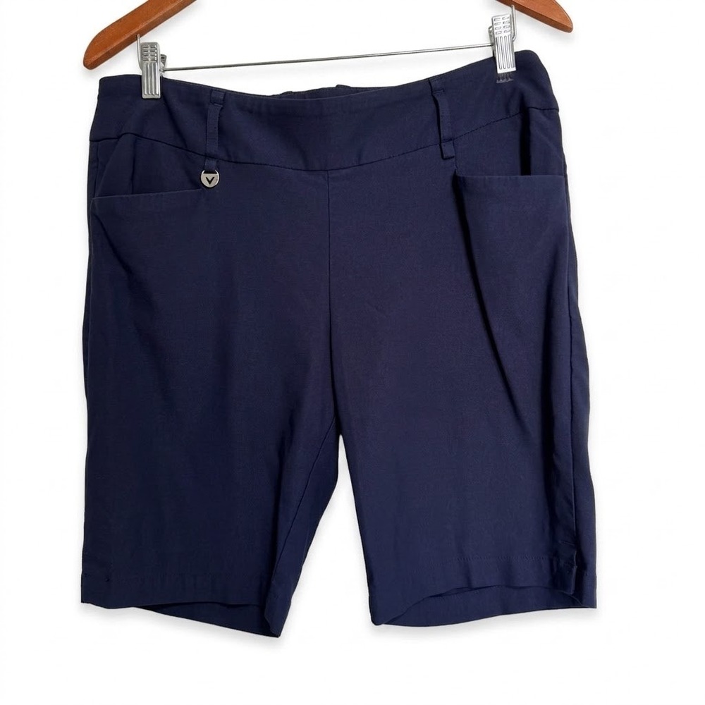 Callaway Golf Pull On Performance Shorts Navy Blue Womens Size Large Activewear